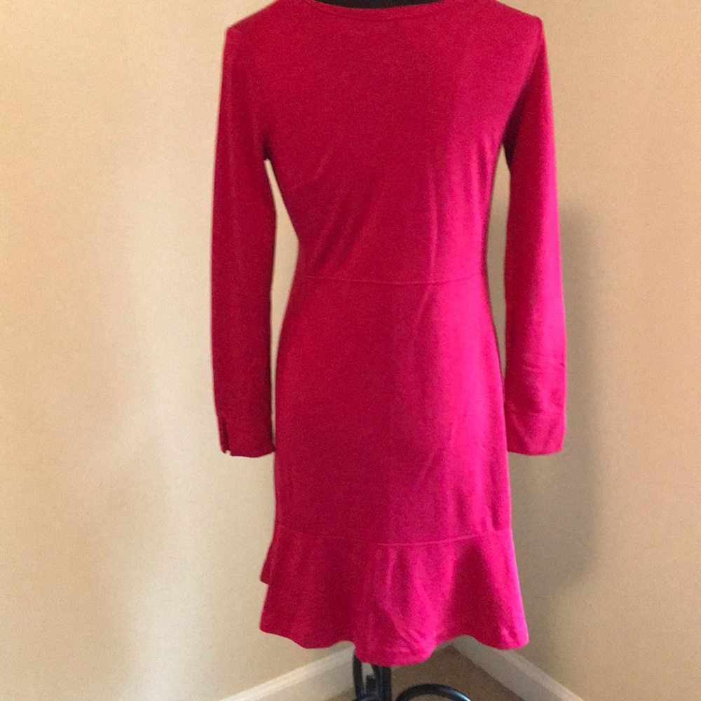 NWOT Loft Crimson Dress with flirty bottom ruffle